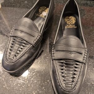 Vince Camuto Black Leather Loafers for Women